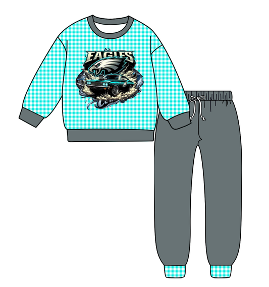Custom moq 8 mix size milk silk summer teams baby girl clothes teal long sleeve pants sets-25.9.29