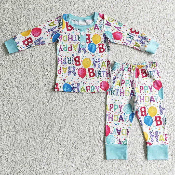 RTS NO MOQ Baby Boys Clothes BIRTHDAY long-sleeved pants set