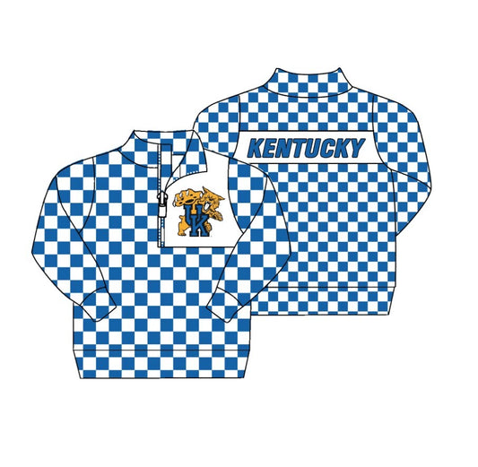 custom moq 3 eta 6-8weeks Team Lettering Tiger Blue Plaid Zip-Up Jacket