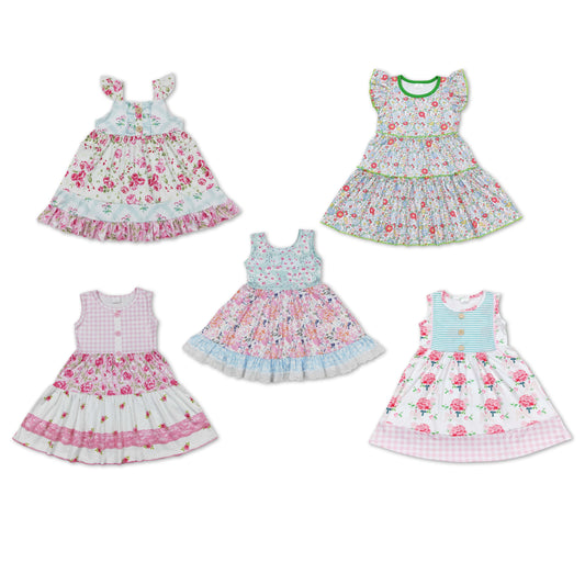 RTS NO MOQ Baby Girl Clothes flower Short-sleeved dress