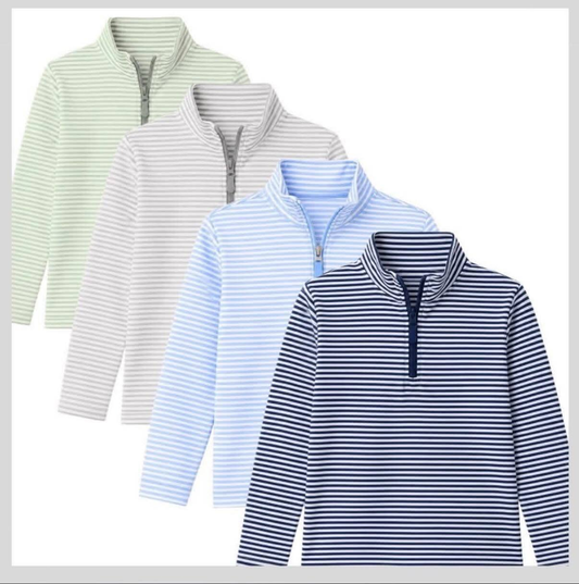 (Preorder new) No moq Baby Boys Striped Zip Up Long Sleeve Daily Top