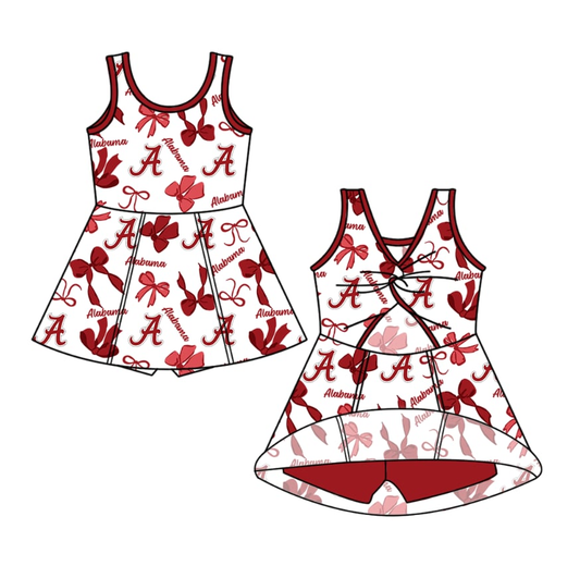 Custom moq 5 each style eta 6-7weeks baby girl clothes team red bow sleeveless dress-25.7.22