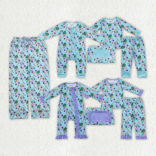 RTS NO MOQ Adult and Baby Girls Christmas Dogs Candy Pajamas Clothes Sets