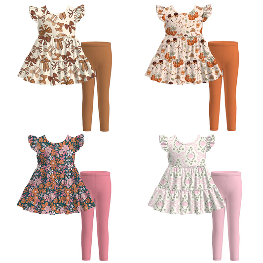 Custom moq 5 each style eta 6-7weeks baby girl clothes summer short sleeve pants sets 4-25.7.21
