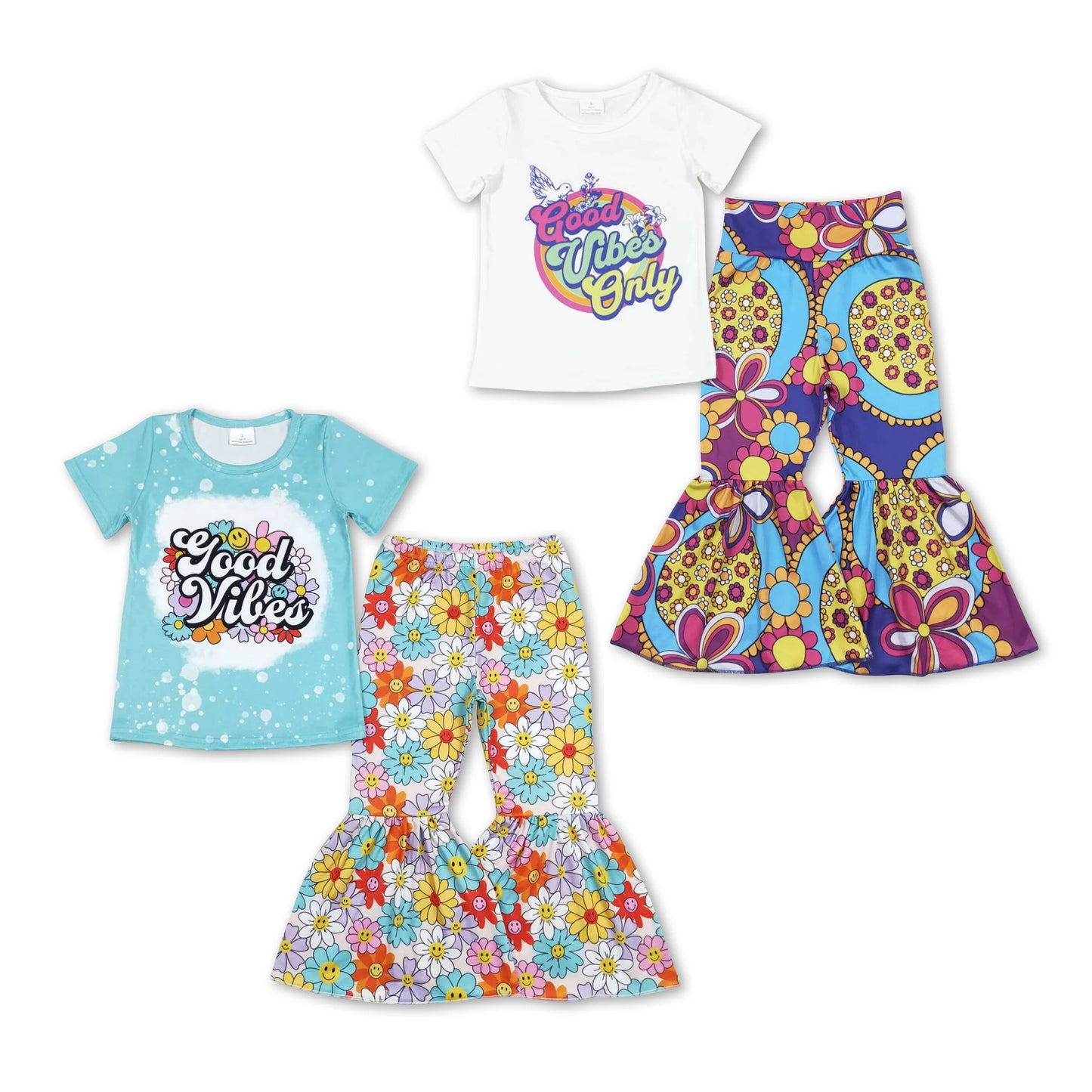 RTS NO MOQ Baby Girls Viber Short Sleeve Top Pants Set