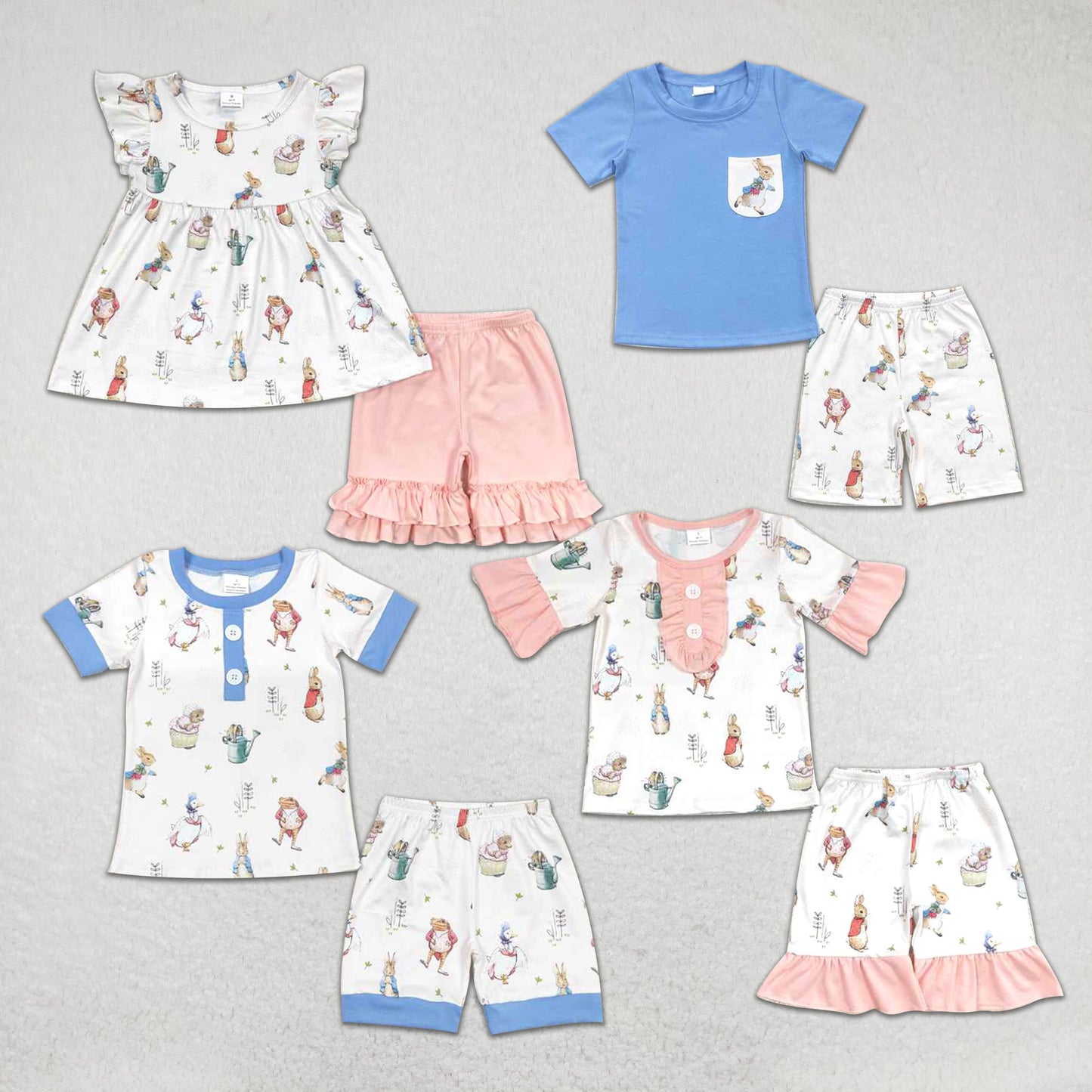 RTS NO MOQ Easter rabbit short-sleeved shorts suit & short-sleeved sets