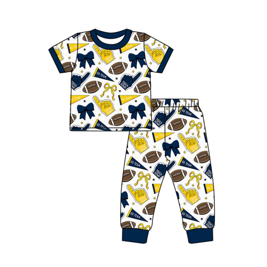 Custom moq 5 mix size milk silk summer teams baby boys clothes bow blue short sleeve pants sets-25.7.23