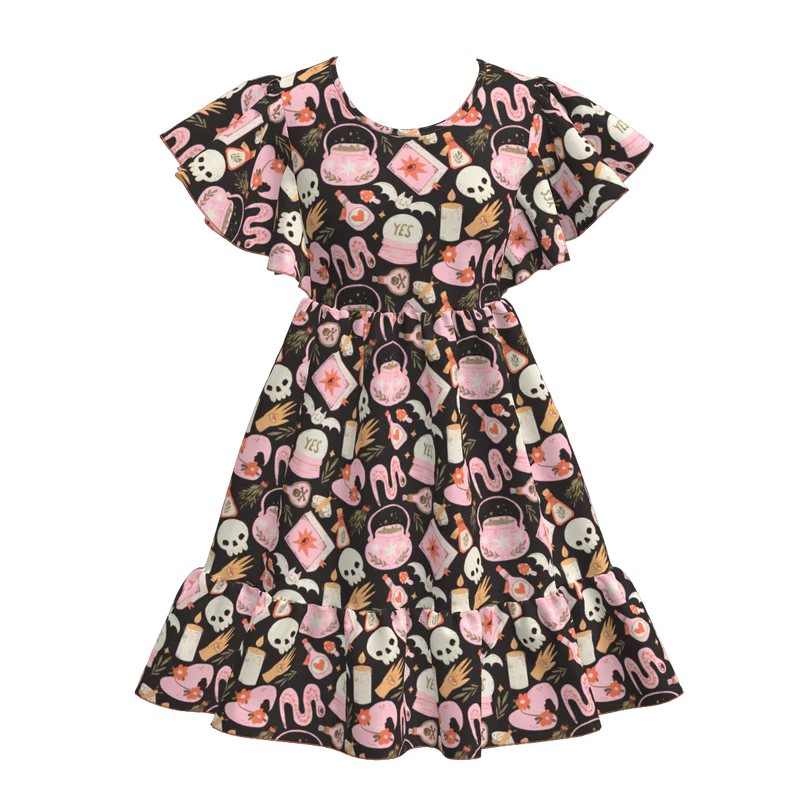 Custom moq 5 each style eta 6-7weeks halloween baby girl short sleeve dress and adult dress-25.7.16