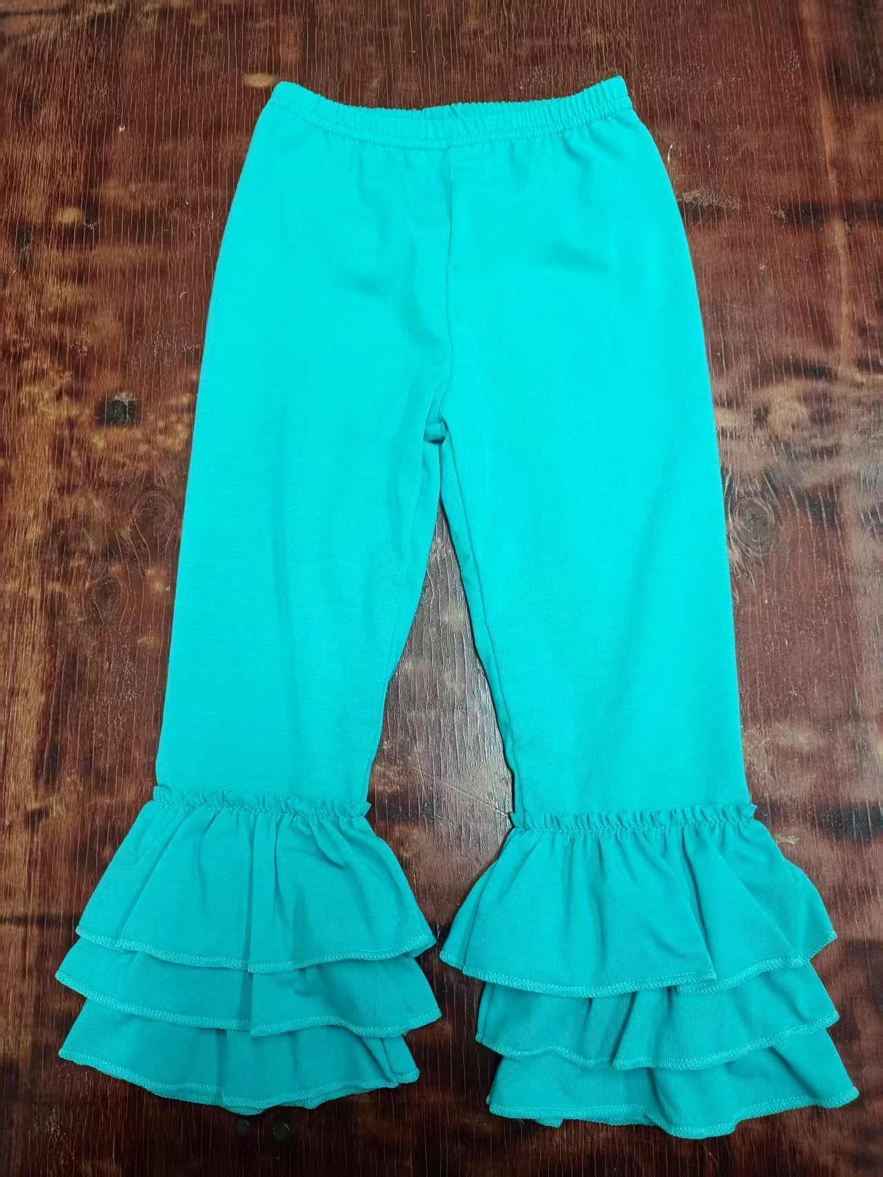 Custom moq 3 eta 6-7weeks baby girl clothes blue and green lace long Pants