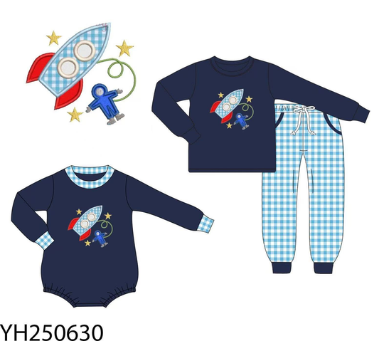 Custom moq 5 each style eta 6-7weeks baby boy clothes navy blue long sleeve pants and romper