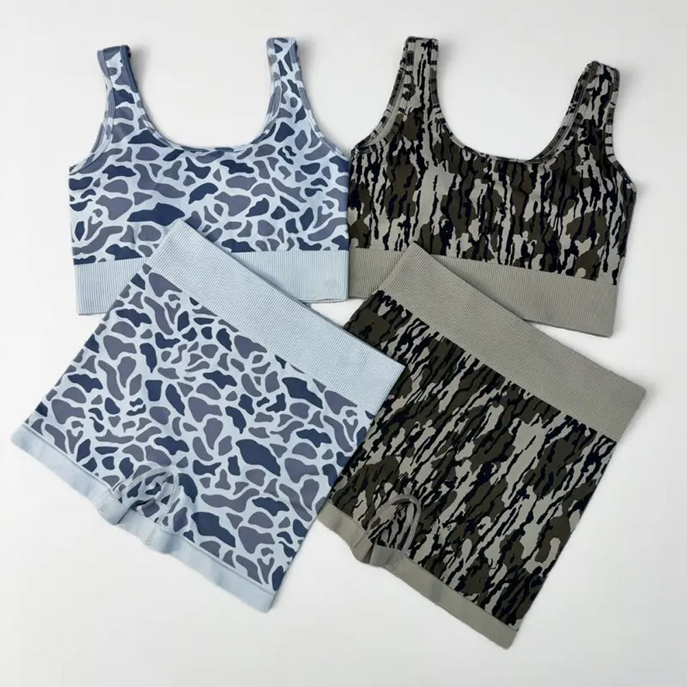 RTS NO MOQ Sibling Adult Women's camouflage Tank Top shorts sets