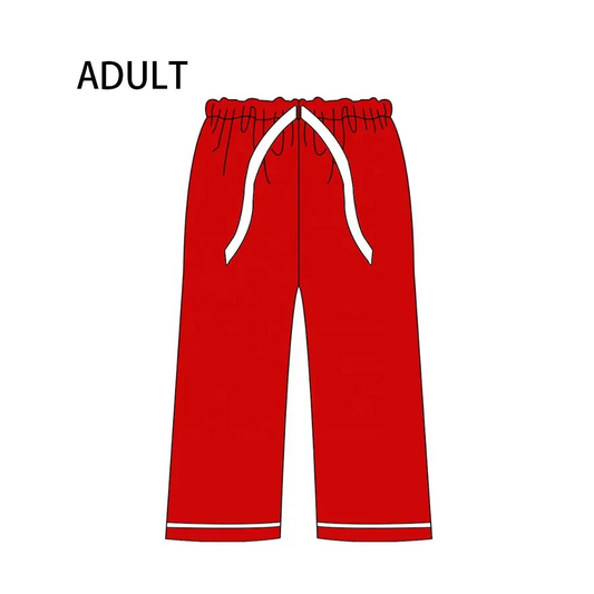 Custom moq 3 eta 7/8week moq 5 eta /4/5week Adult red drawstring straight trousers