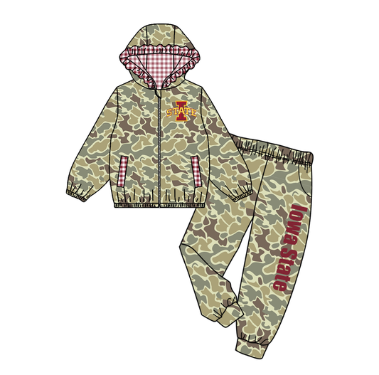 Custom moq 8 mix size eta 6-8weeks milk silk summer team camouflage baby girl clothes hooded long sleeve pants sets-25.9.18