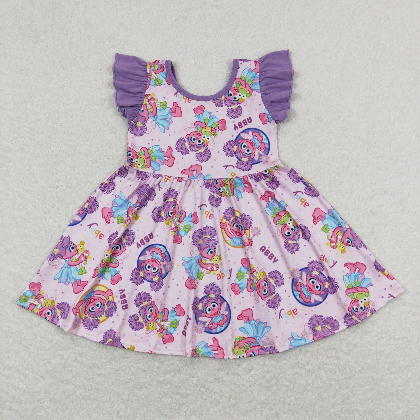Cute Clothes GSD0809 Baby Girl's Purple Flutter Sleeve Dress Infant Girls' Clothing