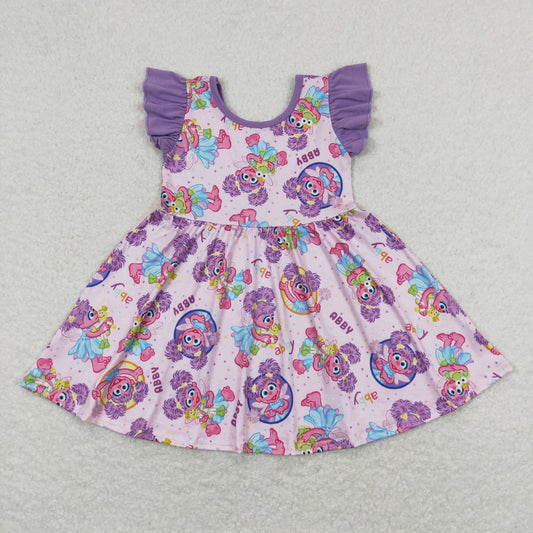 Cute Clothes GSD0809 Baby Girl's Purple Flutter Sleeve Dress Infant Girls' Clothing
