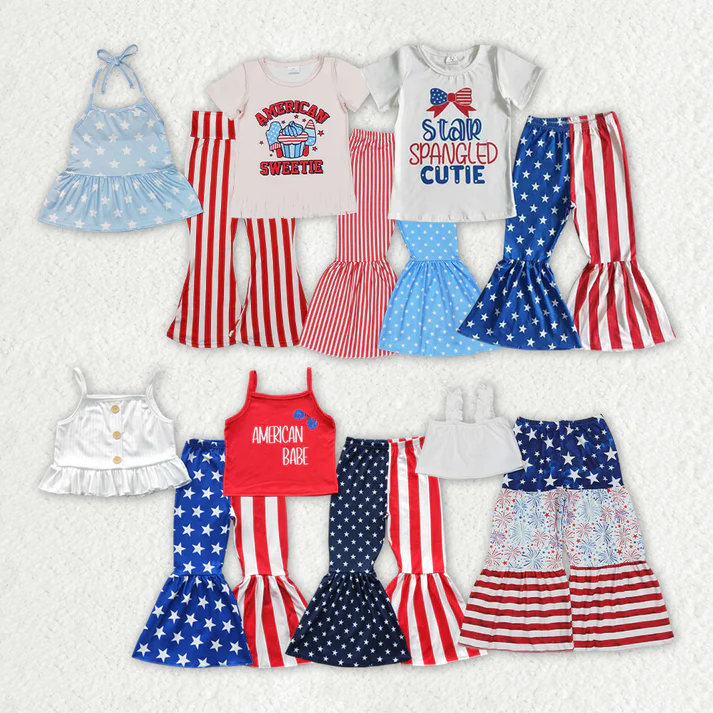 RTS NO MOQ Boys girl 4th of july short-sleeved shirt pants clothing sets