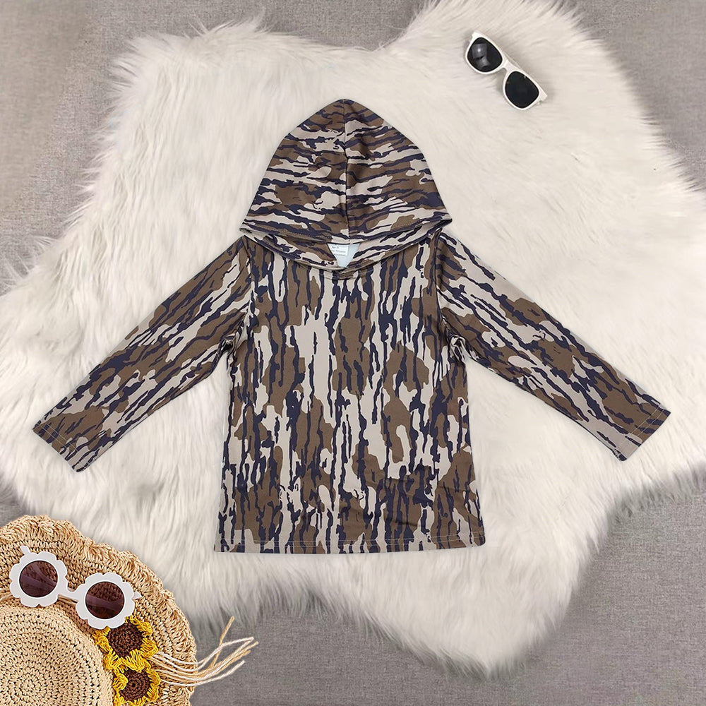 RTS NO MOQ baby girl clothes camouflage hooded long sleeved tops