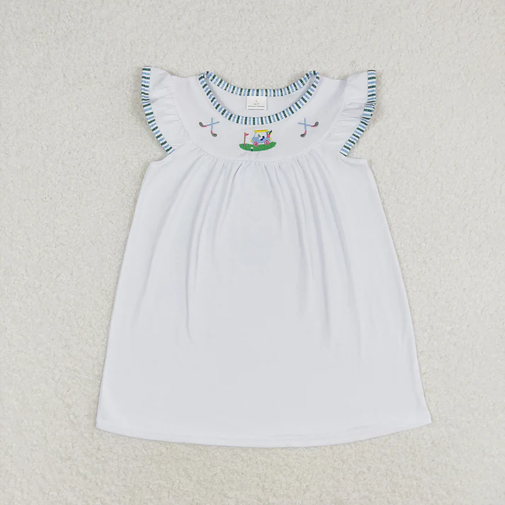 RTS baby girls clothes embroidery short Sleeve dress