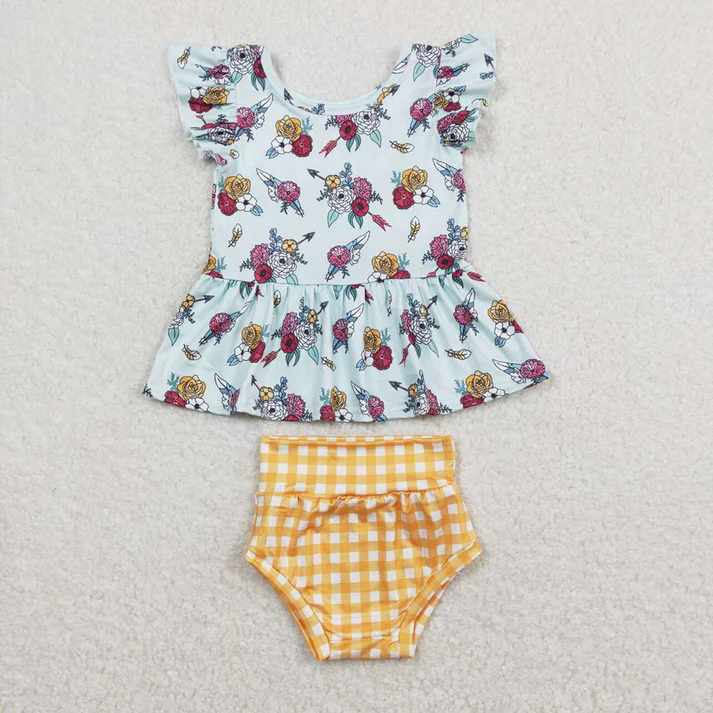 RTS NO MOQ baby girls clothes short sleeve briefs sets