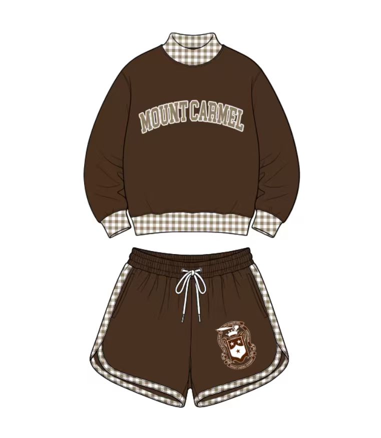 custom moq 5 mix size AITOLY0101 Baby Kids Plaid Print Long Sleeve Crew Neck Top Elastic Waist Casual Shorts Set