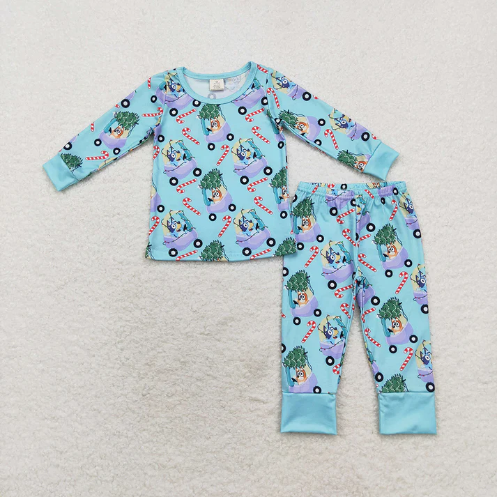 RTS NO MOQ Adult and Baby Girls Christmas Dogs Candy Pajamas Clothes Sets