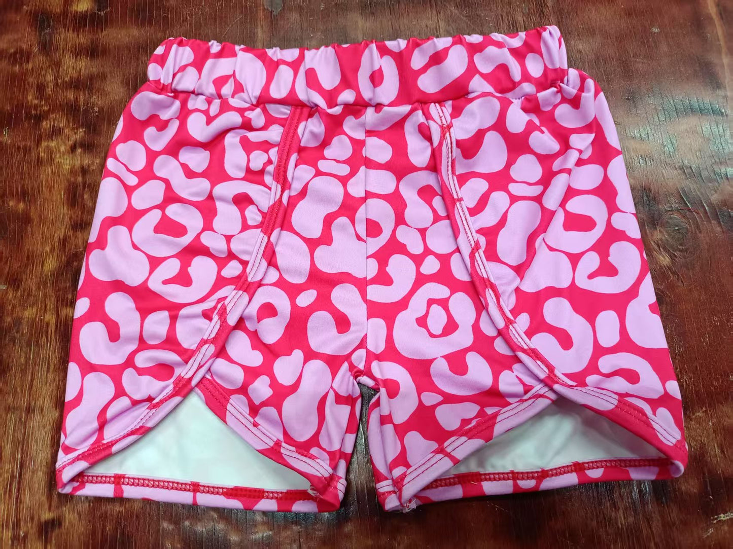 Custom moq 3 eta 6-7weeks kids clothes leopard pink Summer Shorts-25.5.9