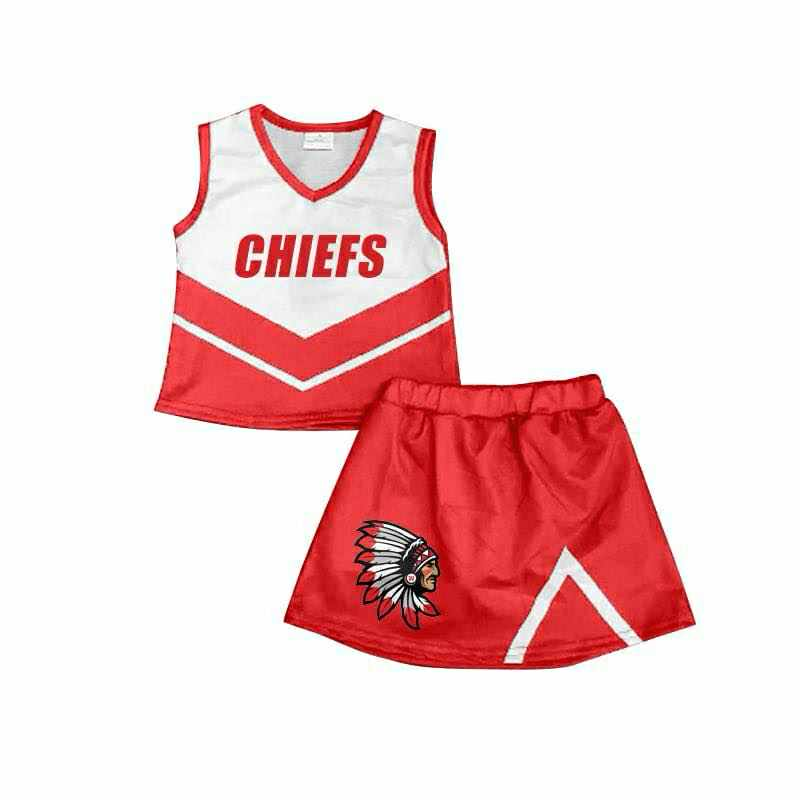 Custom moq 5 mix size milk silk eta 6-8weeks summer teams brick red baby girls clothes team sleeveless skirts shorts sets cheer sets