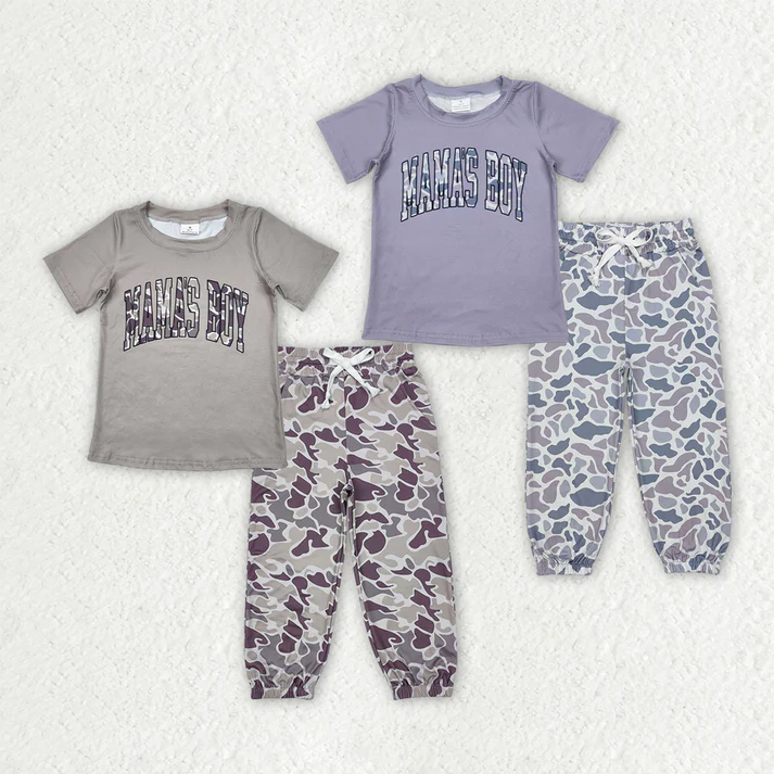RTS Boys and girls camouflage MAMA BOY Short Sleeve pants sets