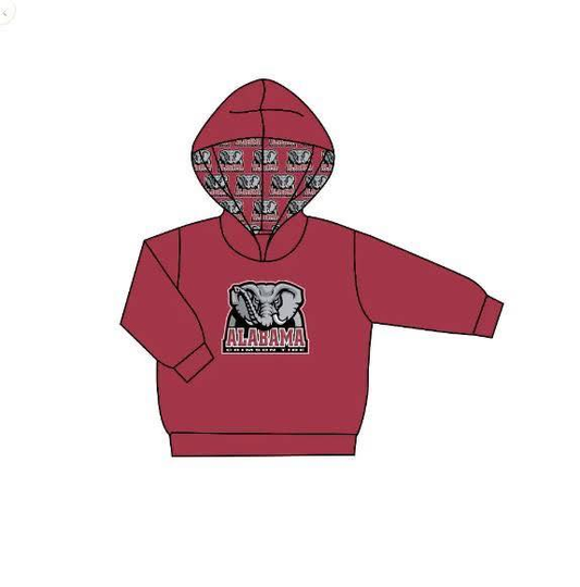 Custom moq 5 mix size milk silk baby girls clothes team brick red hooded long sleeve top-25.8.1