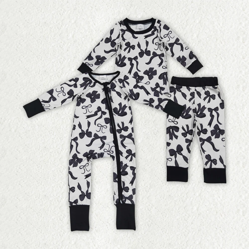 RTS NO MOQ Sibling Baby girls boy clothes bow long-sleeved trousers suit & romper