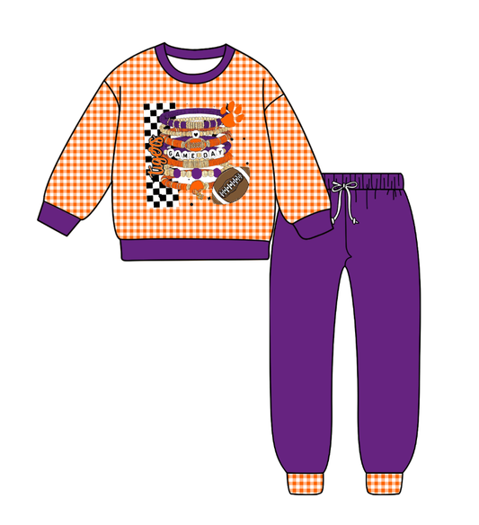 Custom moq 5 mix size milk silk summer teams baby boy clothes purple long sleeve pants sets-25.9.9