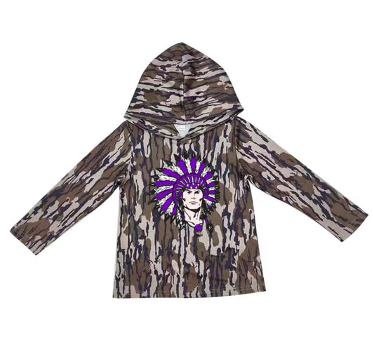 Custom moq 5 mix size milk silk summer team baby girls and boys clothes camouflage hooded long sleeve top-25.10.22