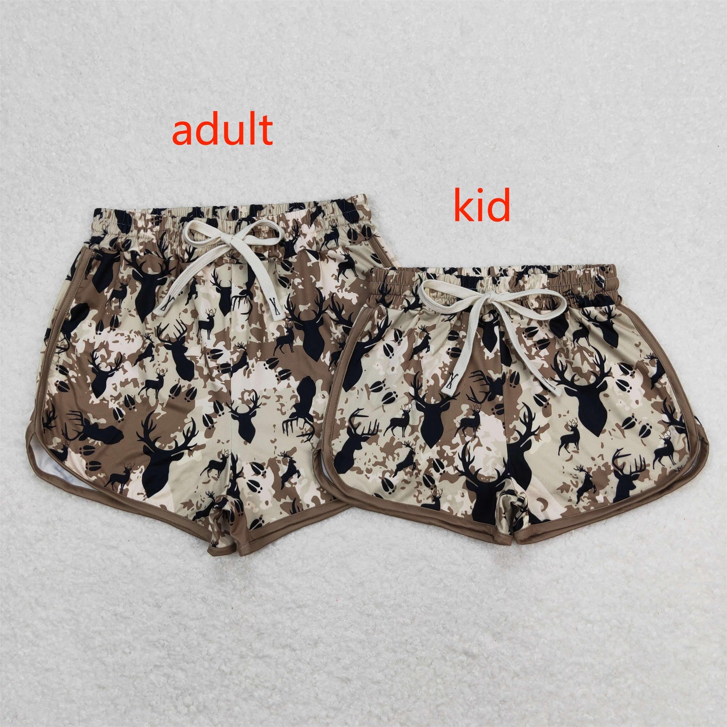 RTS NO MOQ Baby kid and adults Christmas elk tan sport yoga shorts