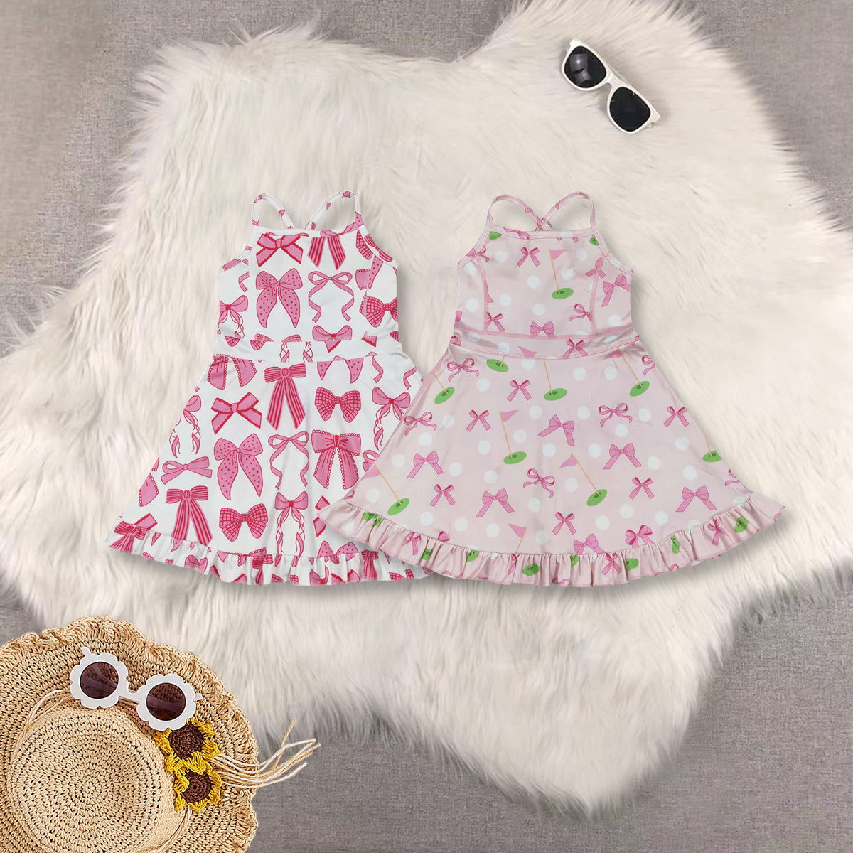 RTS NO MOQ Sibling baby girl clothes yoga solid color sleeveless dress