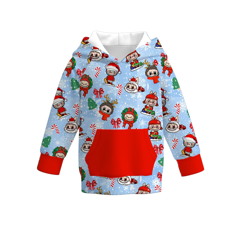 Custom moq 5 each style eta 6-7weeks baby girl clothes Christmas hooded long sleeve tops 4-25.7.16
