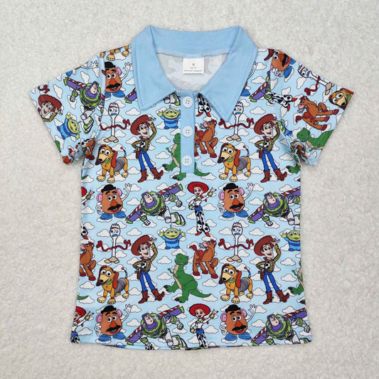 Cute Clothes  BT1158 Blue short sleeves kids boys summer polo shirt