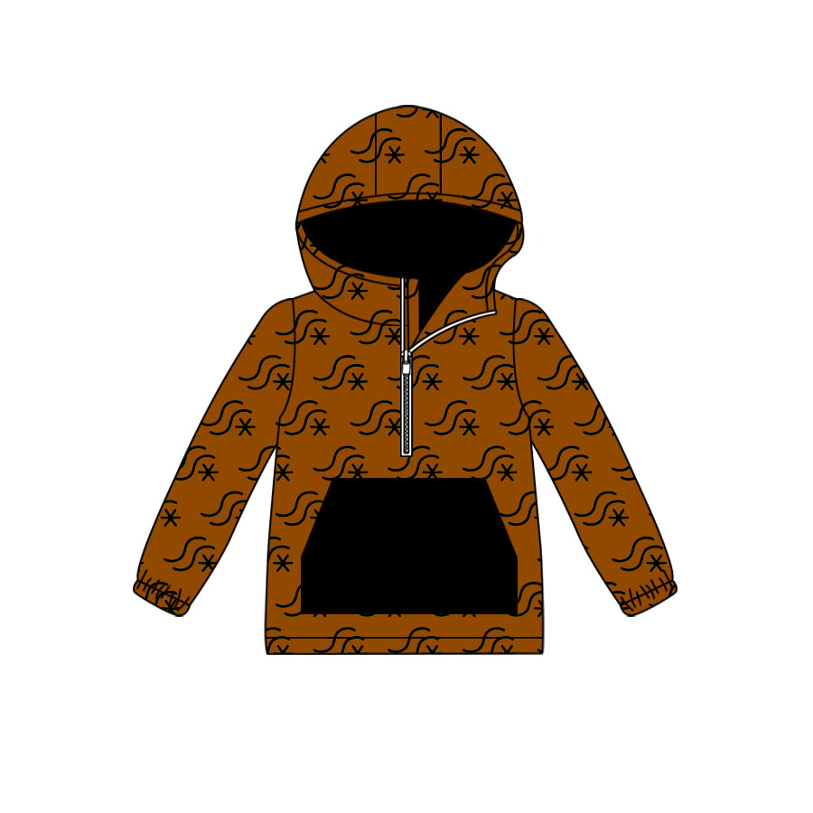 Custom moq 3 eta 6/8weeks moq 5 eta 4/5weeks Brown Logo Black Zipper Hat for Boys