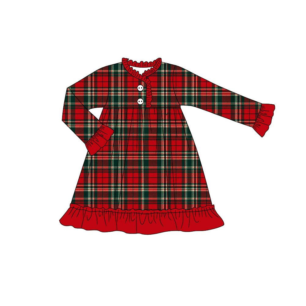 custom moq 5 mix size KLSH0103 Adult To Match Kids Red Green Plaid Christmas Pajama Set Rompers Dress Adult Buttons Tops