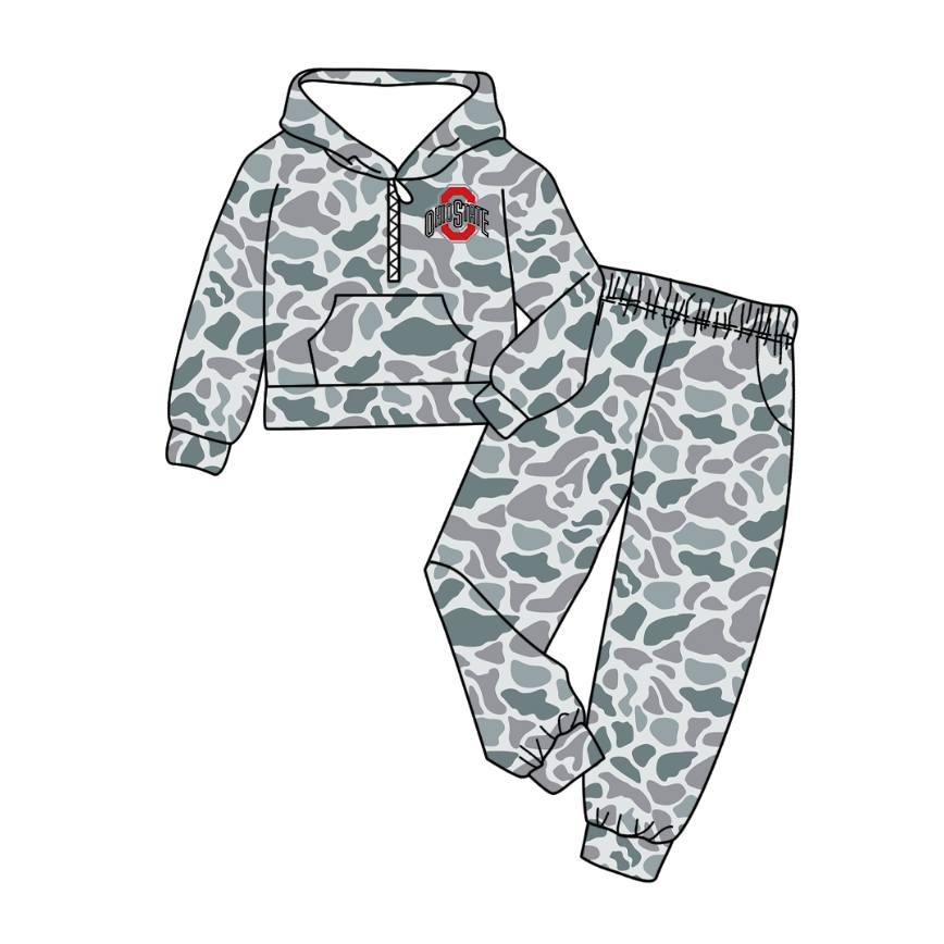 Custom moq 5 mix size milk silk summer teams baby girls clothes camouflage hooded long sleeve pants sets 2 and girl sets and tops shorts sets-25.9.9