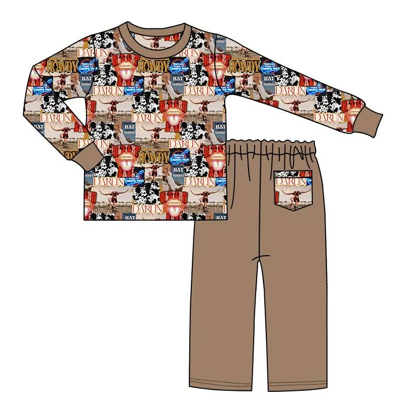 Custom moq 5 each style eta 6-7weeks baby boy clothes long sleeve pants sets-25.7.26