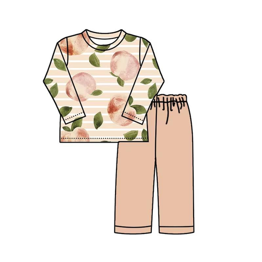 Custom moq 5 each style eta 6-7weeks baby girl clothes peach long sleeve pants sets -25.8.1