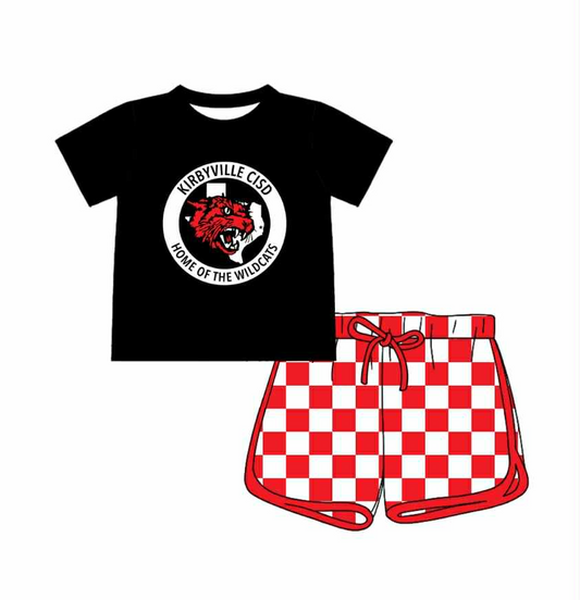 Custom summer teams baby boys clothes team black short sleeve shorts sets-25.8.1