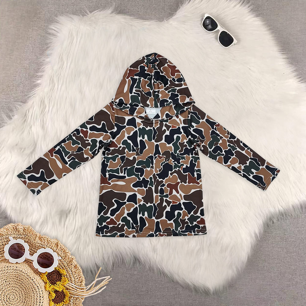 RTS NO MOQ baby girl clothes camouflage hooded long sleeved tops