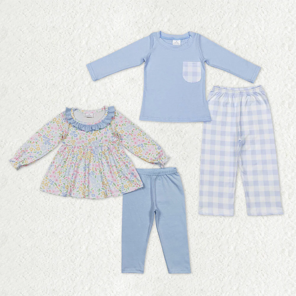 RTS NO MOQ Sibling baby girls boys clothes long sleeve pants sets