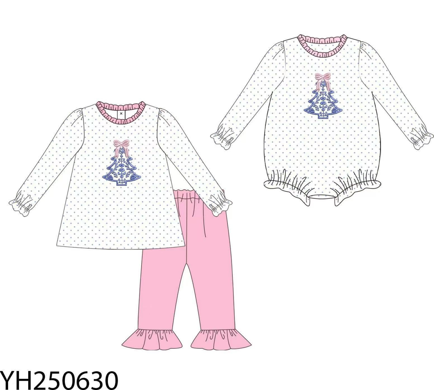 Custom moq 5 each style eta 6-7weeks baby girl clothes Christmas pink long sleeve pants and romper