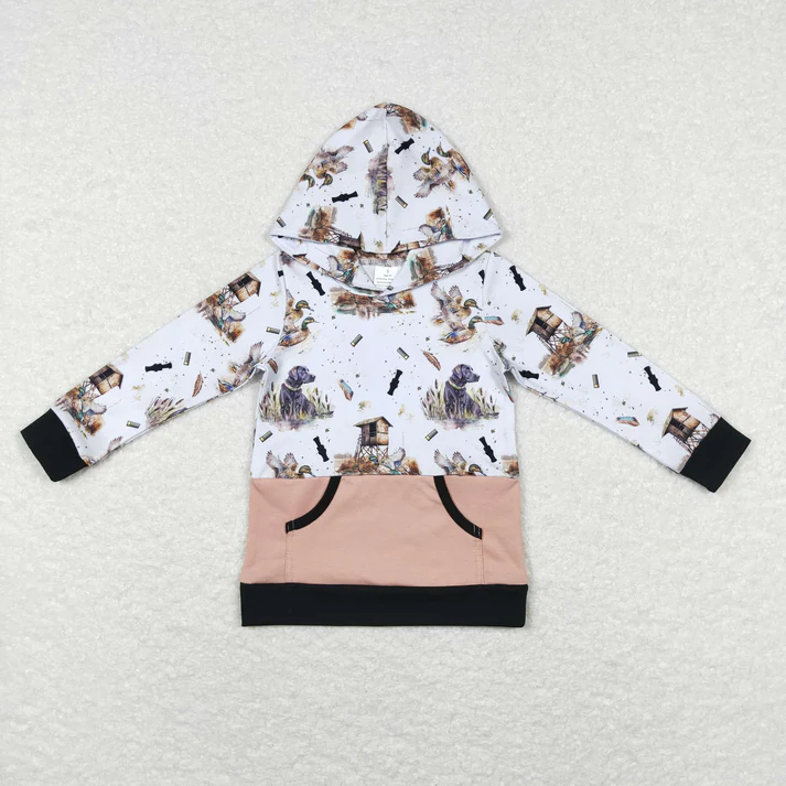 RTS NO MOQ Sibling baby boy clothes camouflage duck horse hooded long-sleeved tops