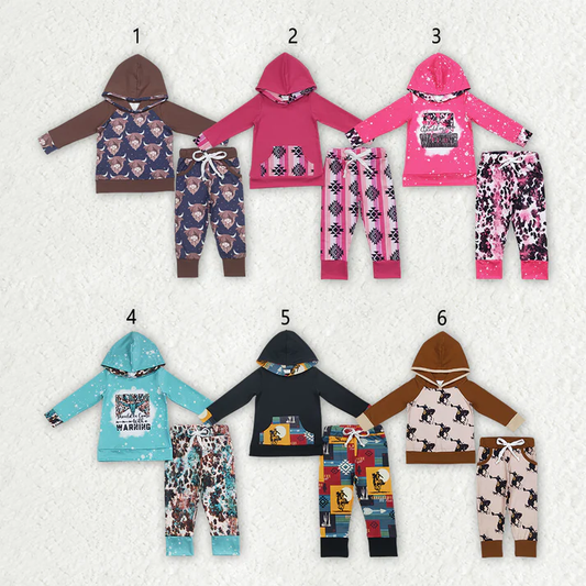 RTS Sibling baby boy and girls clothes hooded long Sleeve pants sets