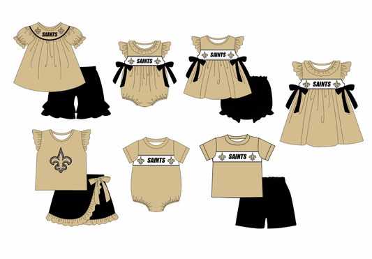 Custom summer teams baby girls clothes team khaki short sleeve shorts sets 3 and briefs sets and dress and rompers-25.7.23