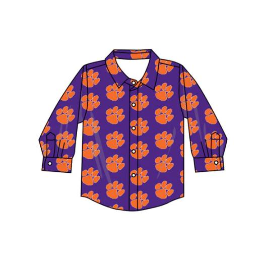 Custom moq 5 each style eta 6-7weeks baby girl clothes team purple long sleeve top-25.7.15