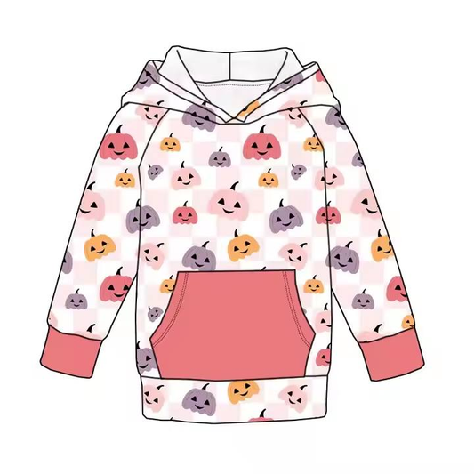Custom moq 5 each style eta 6-7weeks baby girl clothes halloween pumpkin hooded long sleeve top-25.8.2